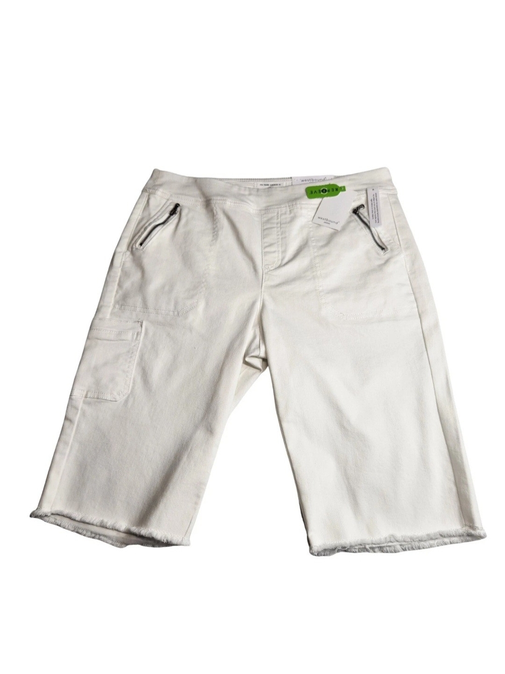 Westbound Park Avenue Women's Shorts Size 10P Pull On White Mid-Rise Raw Hem 57
